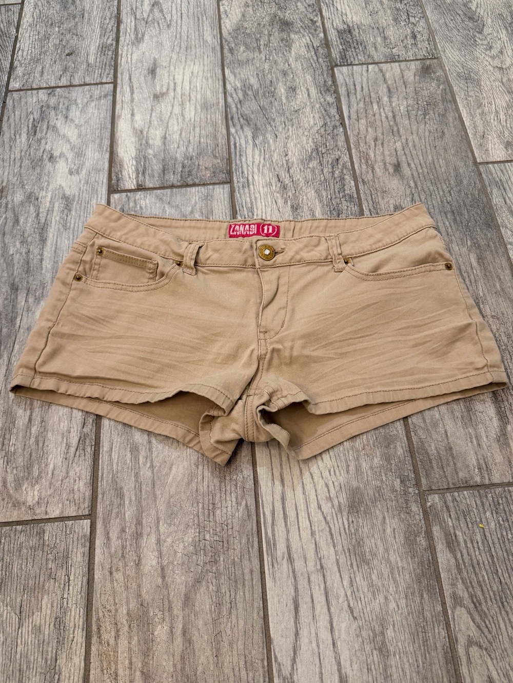 Y2K ZANA DI Khaki Low Rise Mini Shorts